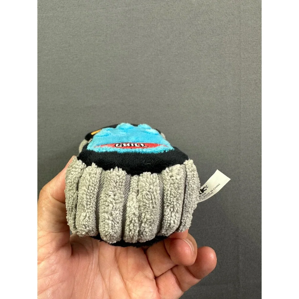 BarkBox Petlicks Remote Control Plush Squeaker Dog Toy Black‎ Grey Corduroy Side